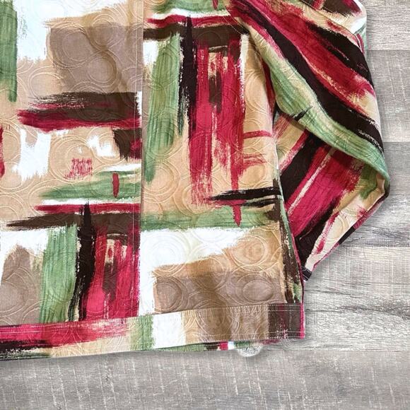 Drapers & Damons Geometric Textured Button Up Jacket Womens 2X Cotton Tan Multi - Picture 4 of 7